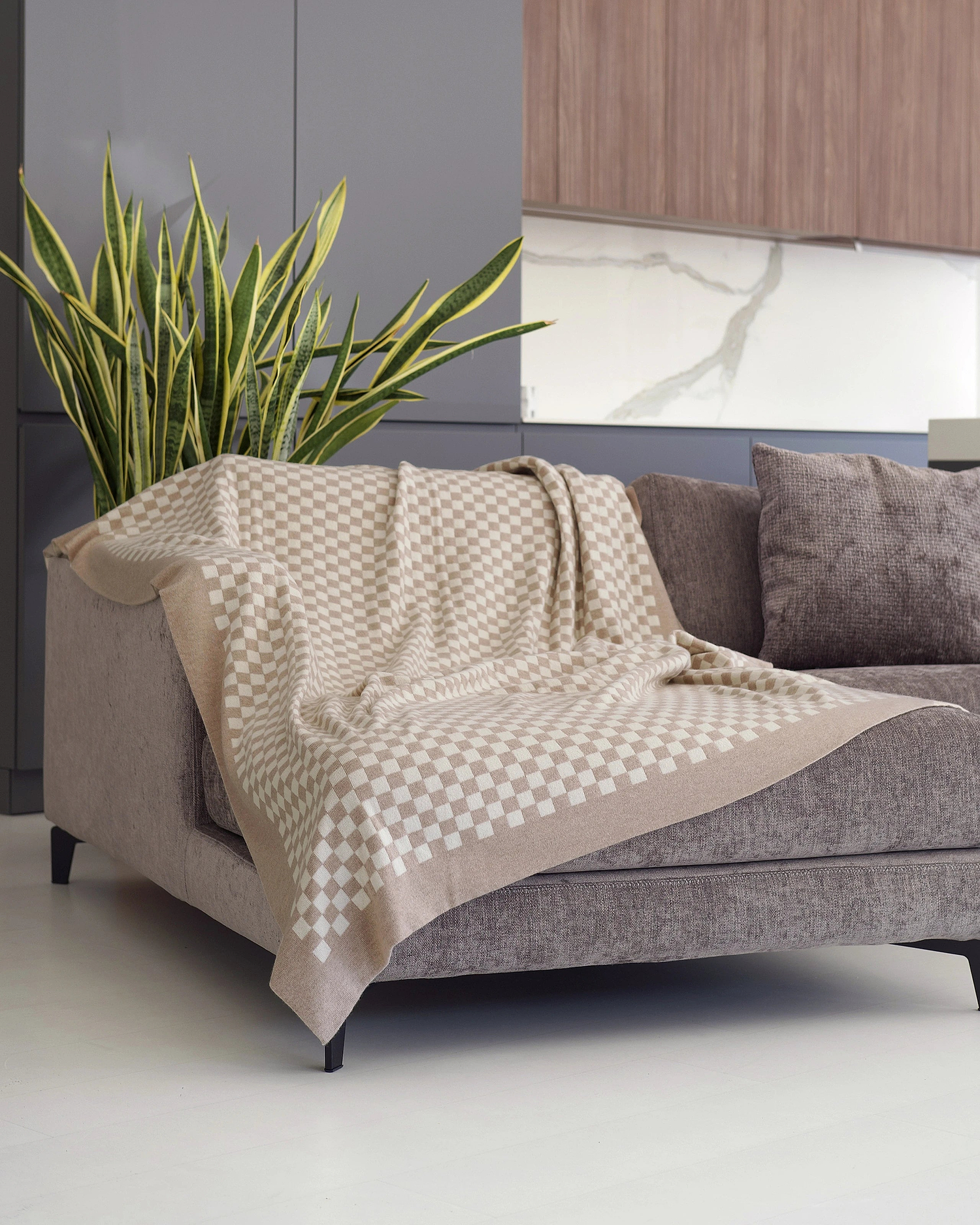 Damier Blanket - Beige Cashmere