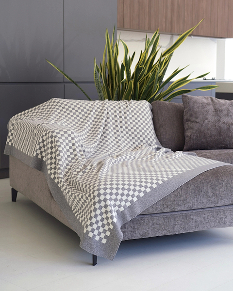 Damier Blanket - Medium Grey Cashmere