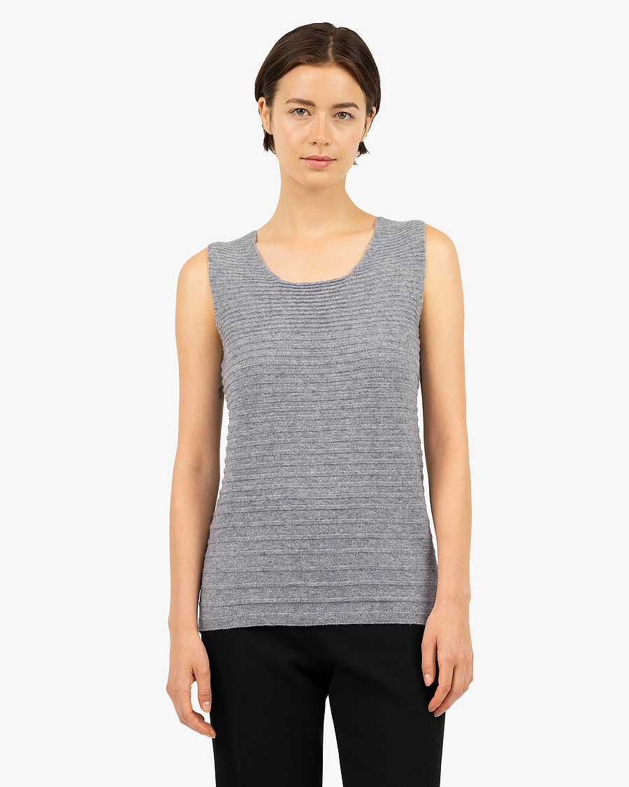 Degradé Ribbed Top - Medium Grey Cashmere