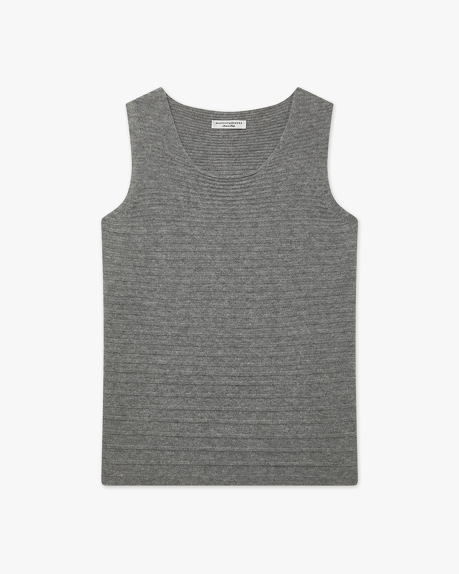 Degradé Ribbed Top - Medium Grey Cashmere