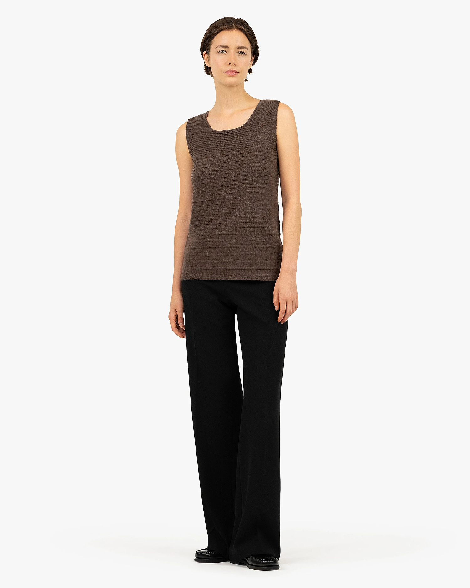 Degradé Ribbed Top - Brown Cashmere