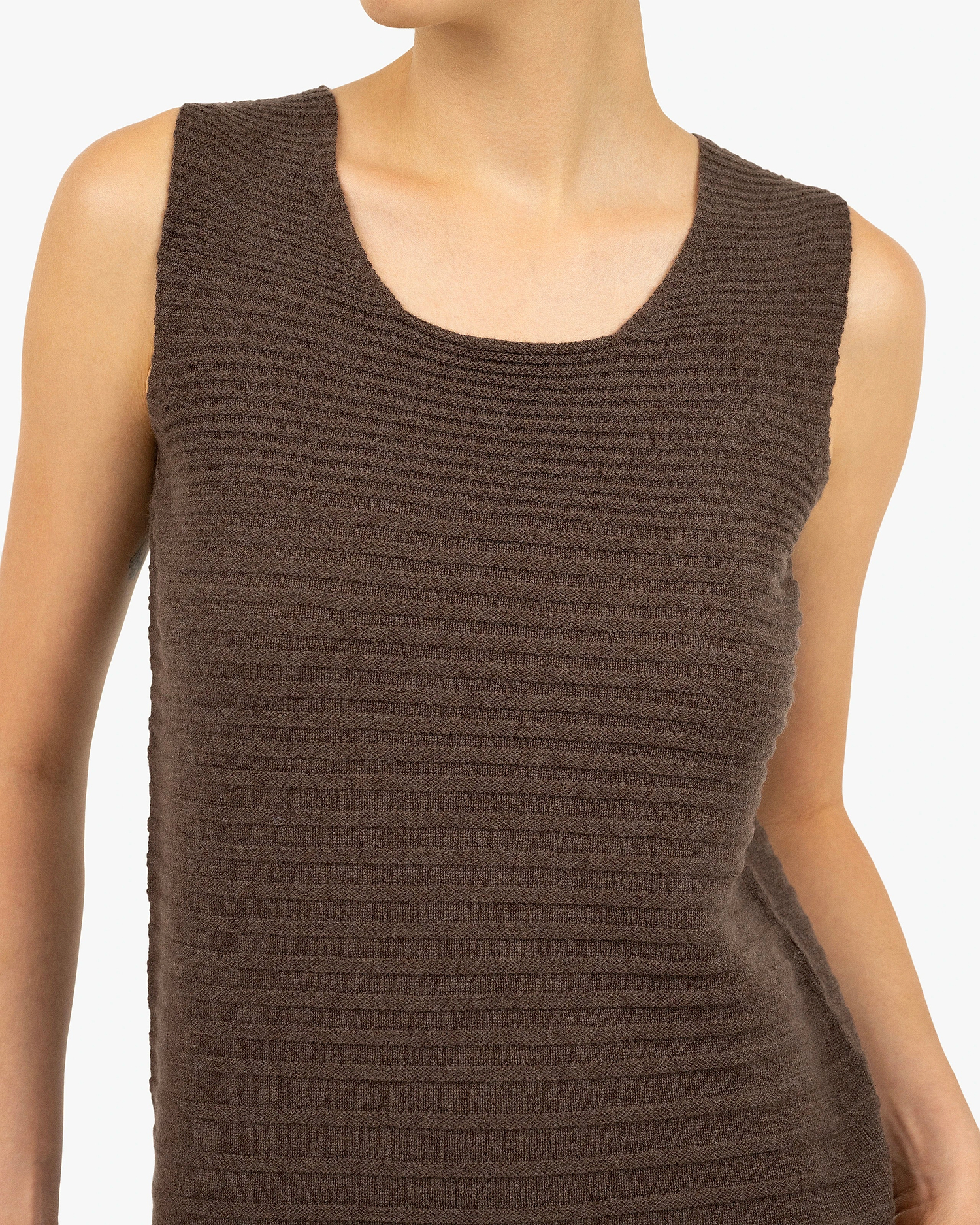 Degradé Ribbed Top - Brown Cashmere
