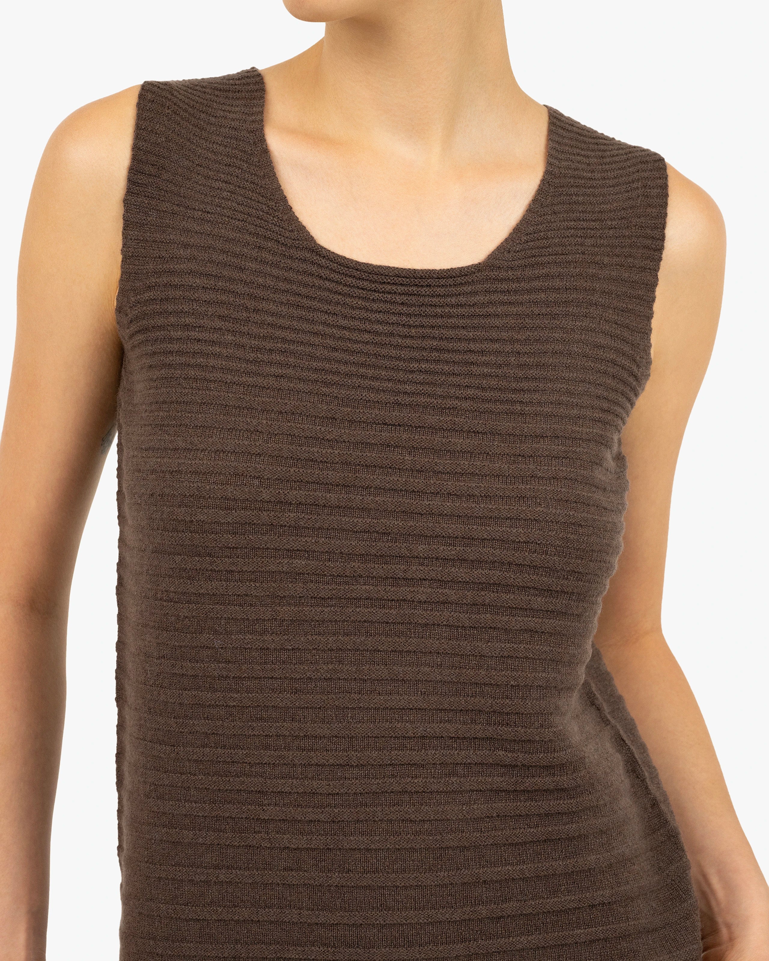 Degradé Ribbed Top - Brown Cashmere
