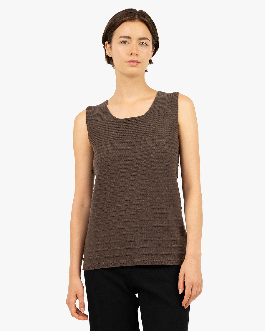 Degradé Ribbed Top - Brown Cashmere