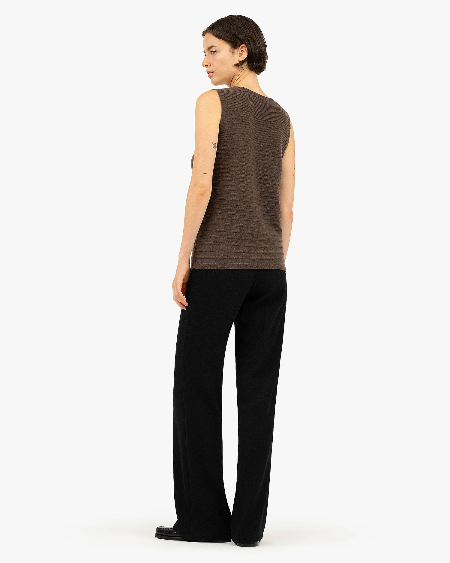 Degradé Ribbed Top - Brown Cashmere
