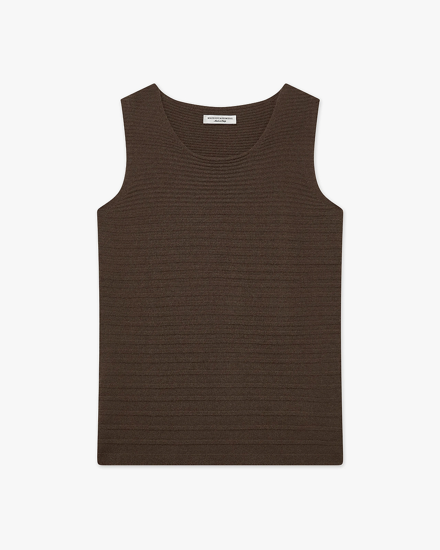 Degradé Ribbed Top - Brown Cashmere