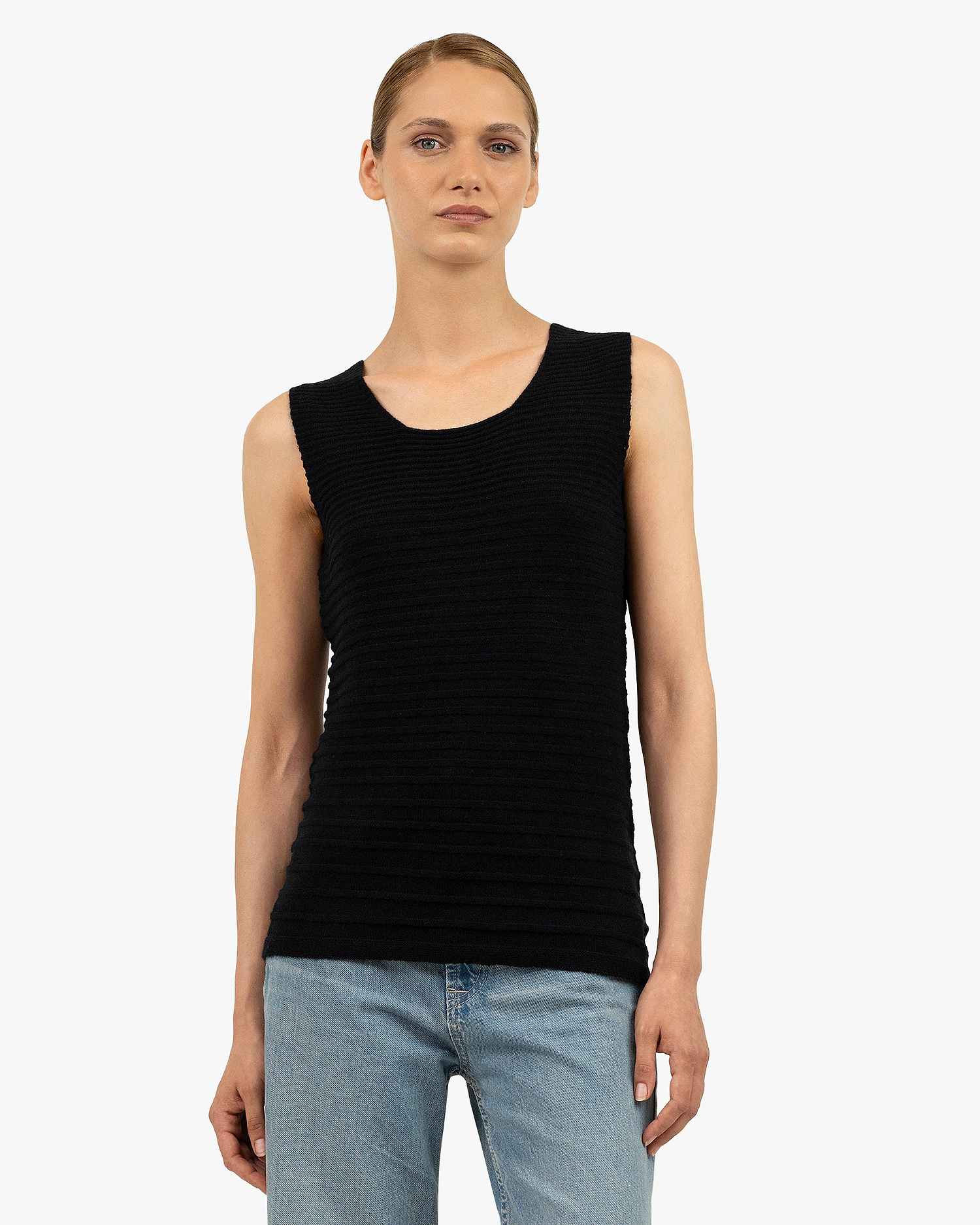 Degradé Ribbed Top - Black Cashmere