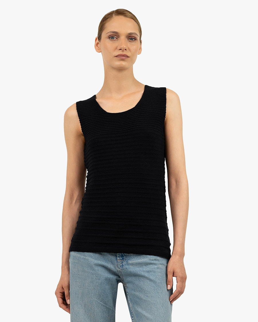 Degradé Ribbed Top - Black Cashmere