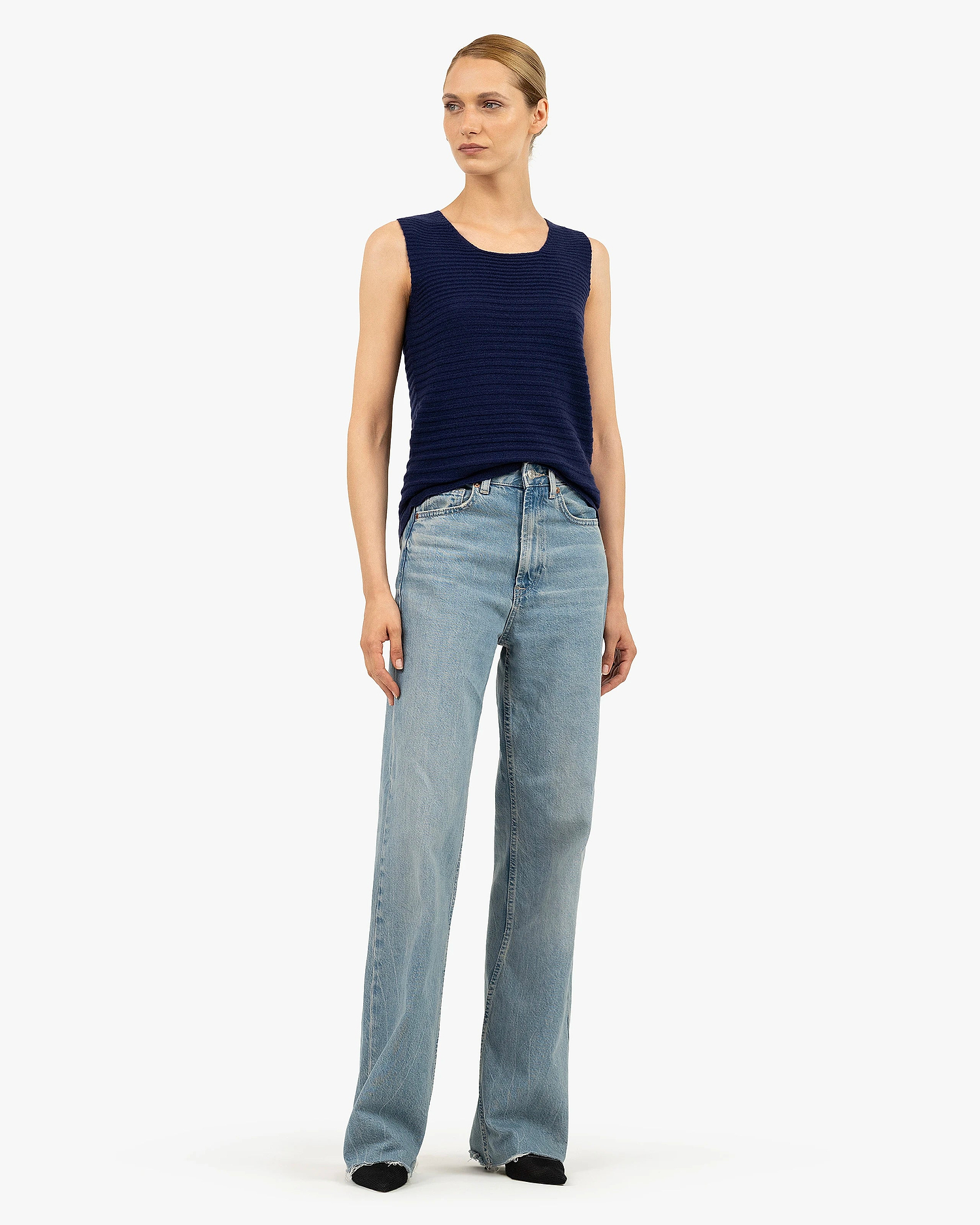 Degradé Ribbed Top - Blue Cashmere