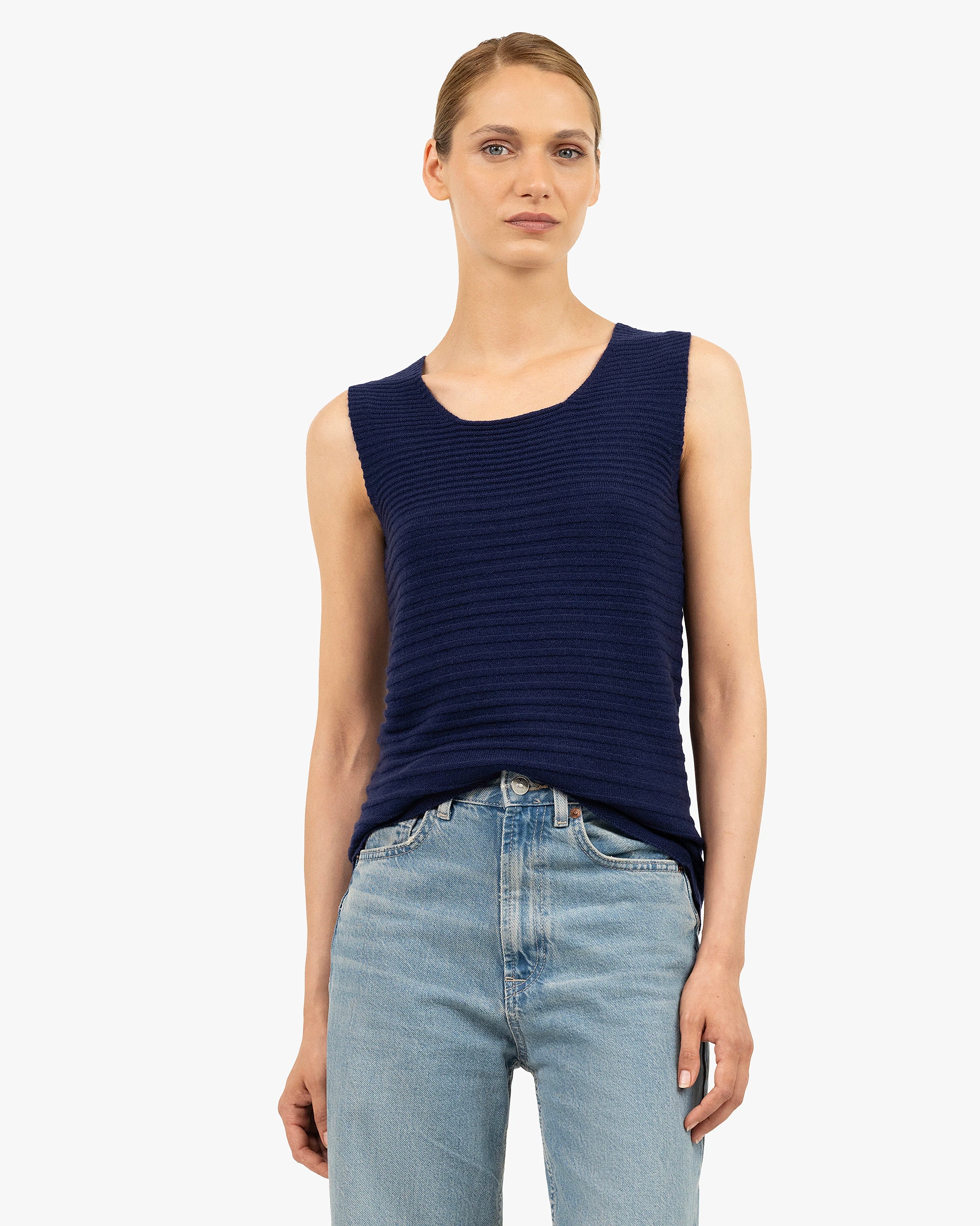 Degradé Ribbed Top - Blue Cashmere