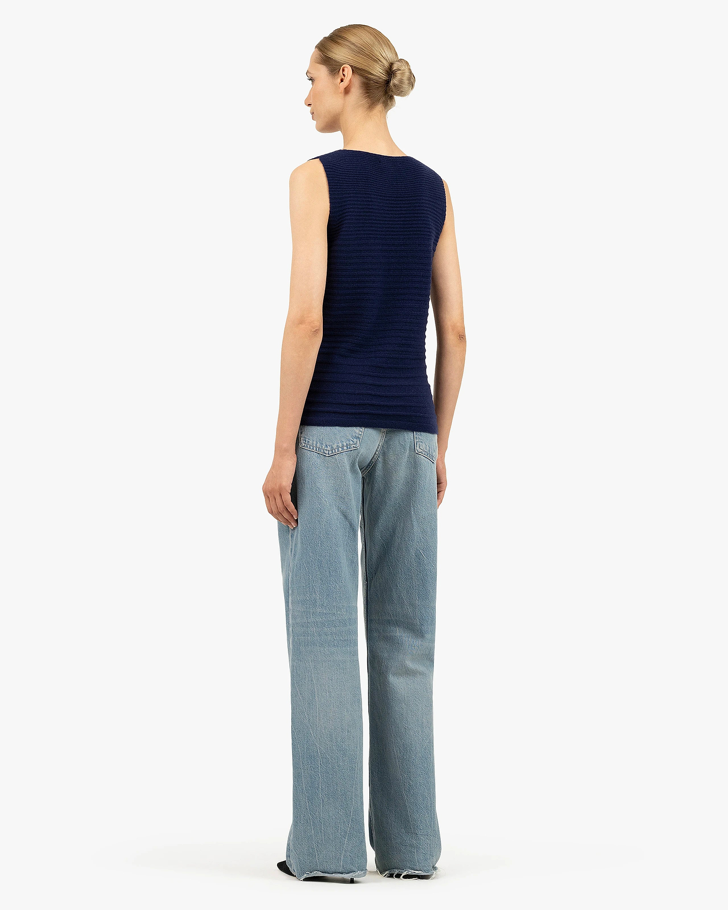 Degradé Ribbed Top - Blue Cashmere
