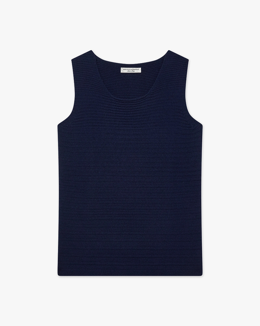 Degradé Ribbed Top - Blue Cashmere