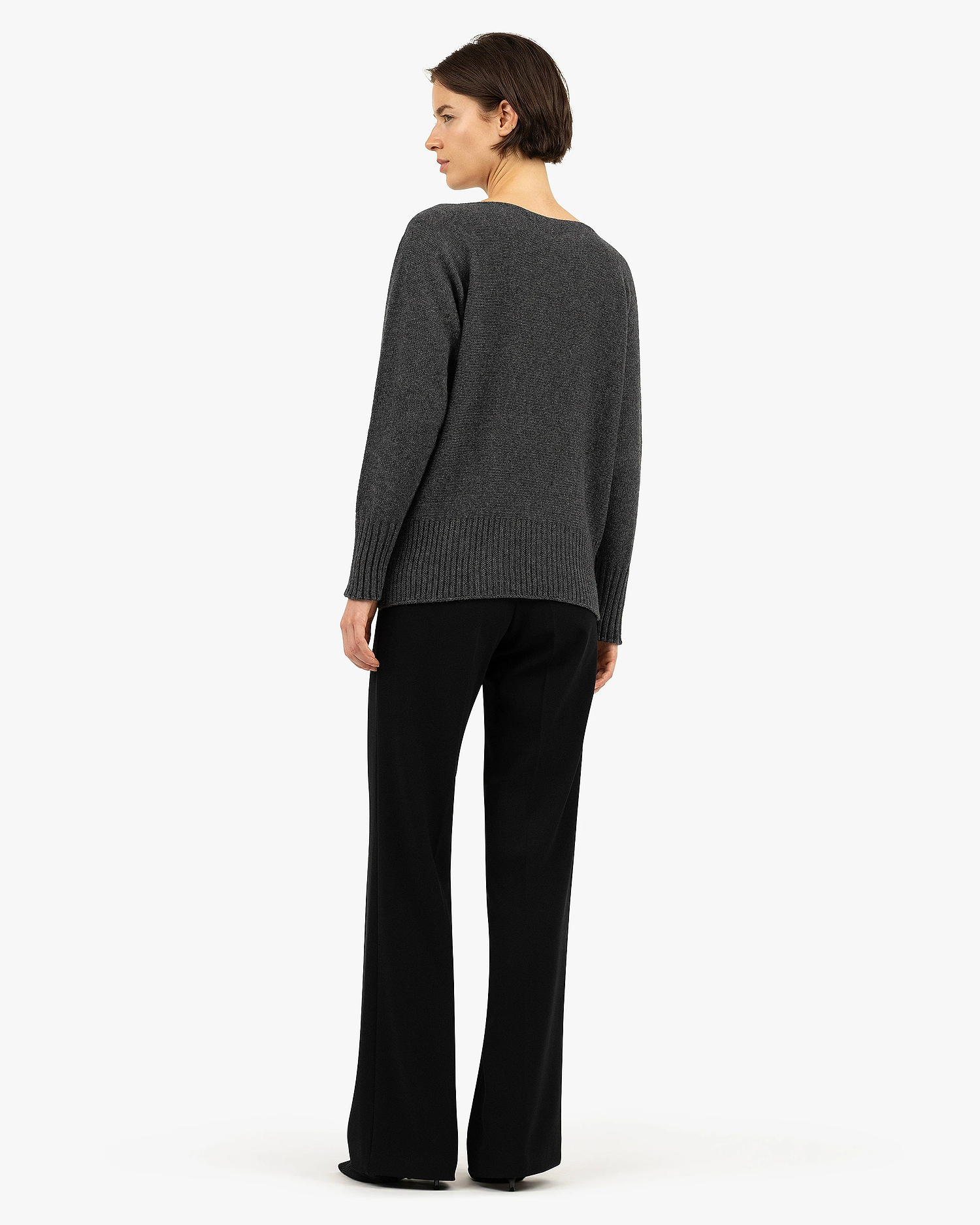 Dolomiti Maxi Boat Neck Sweater - Charcoal Cashmere