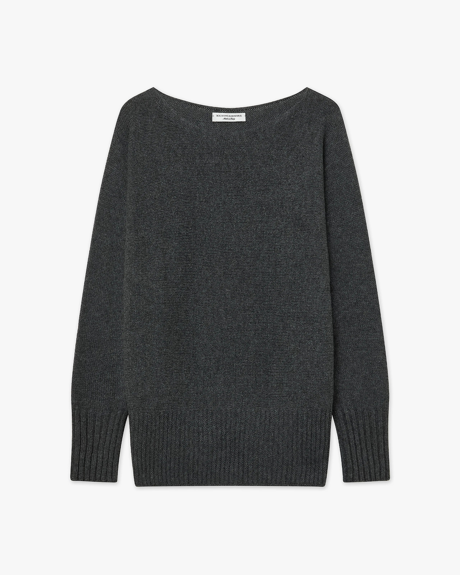 Dolomiti Maxi Boat Neck Sweater - Charcoal Cashmere