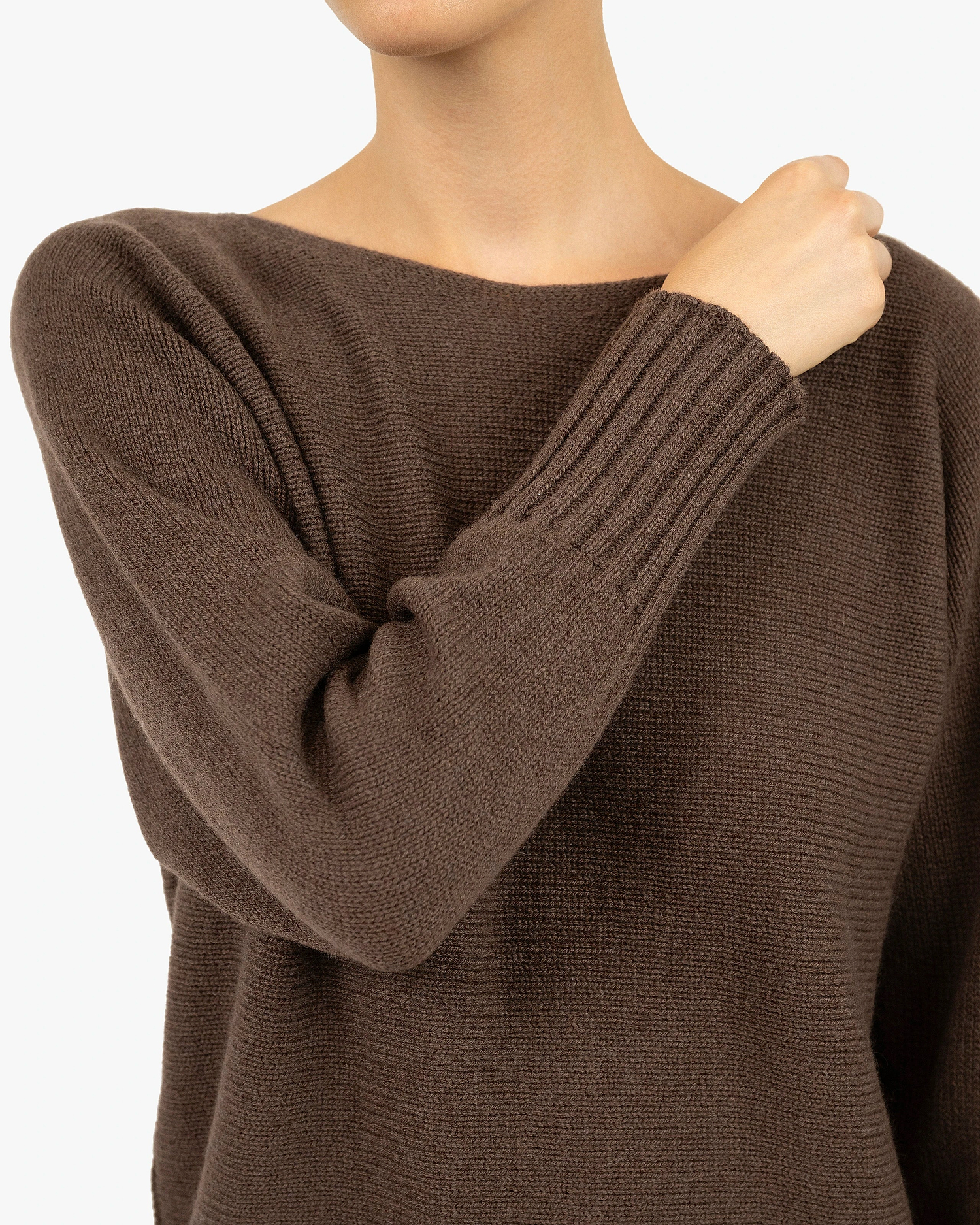 Dolomiti Maxi Boat Neck Sweater - Brown Cashmere