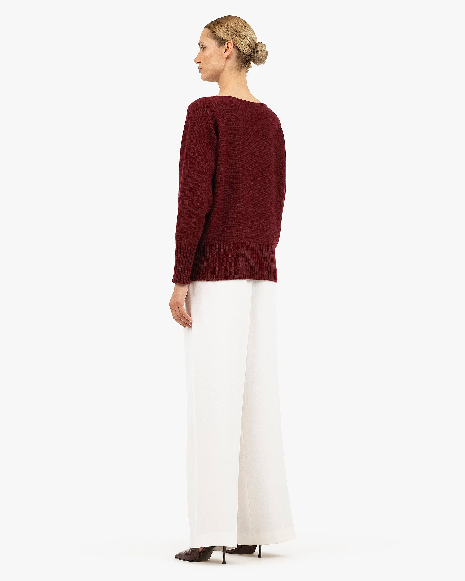 Dolomiti Maxi Boat Neck Sweater - Bordeaux Cashmere
