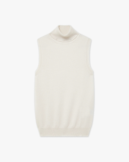 Essential Turtleneck Top - White Cashmere