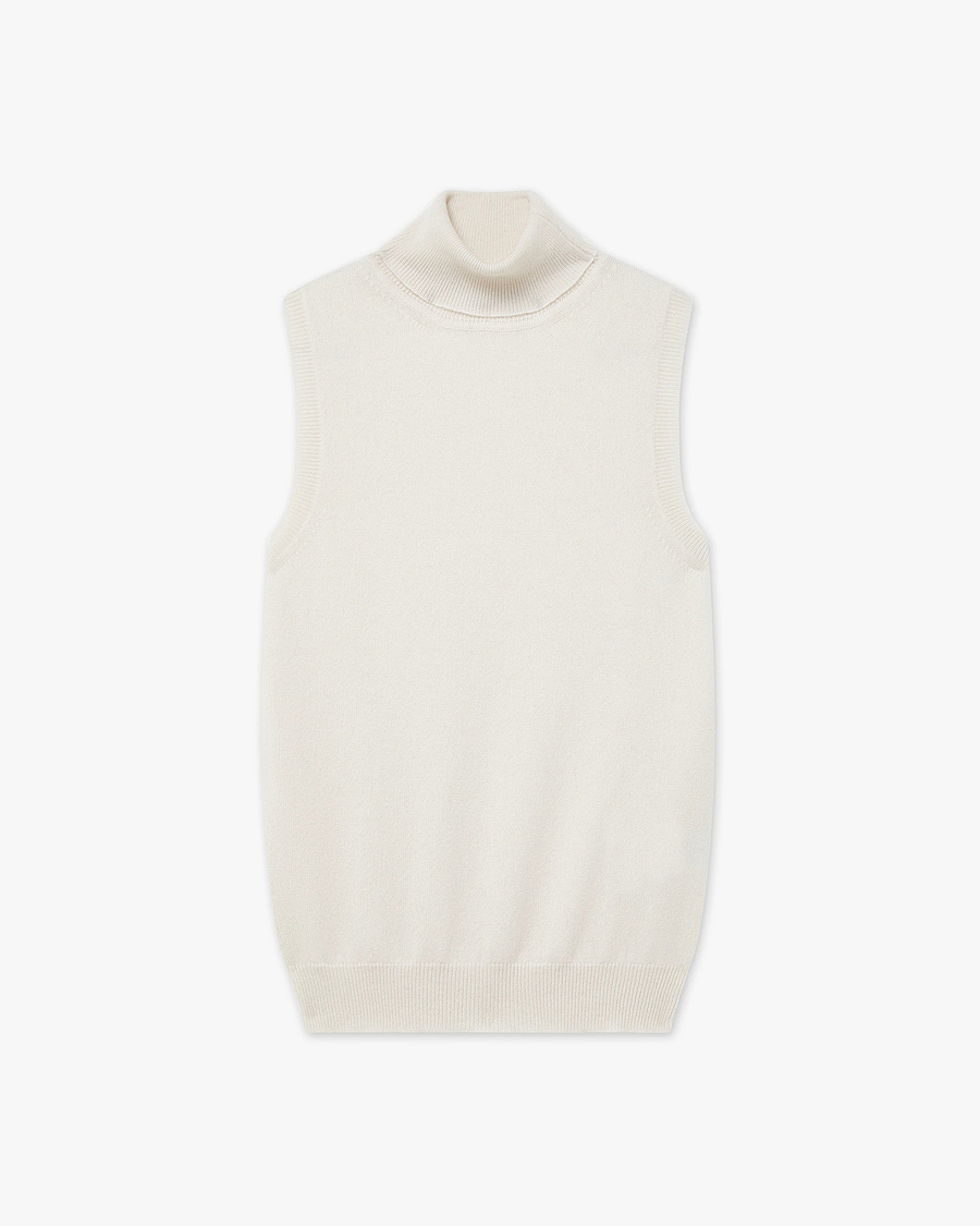 Essential Turtleneck Top - White Cashmere