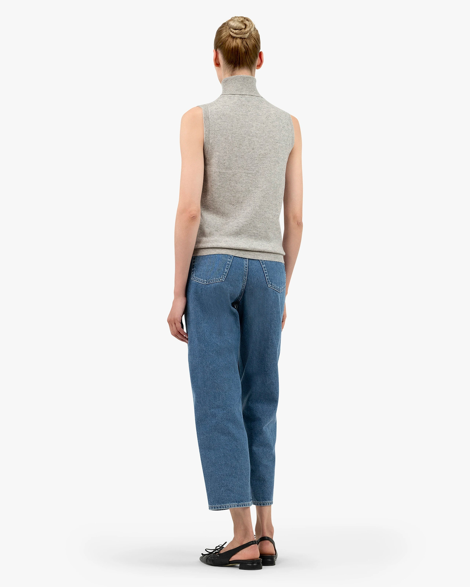 Essential Turtleneck Top - Light Grey Cashmere