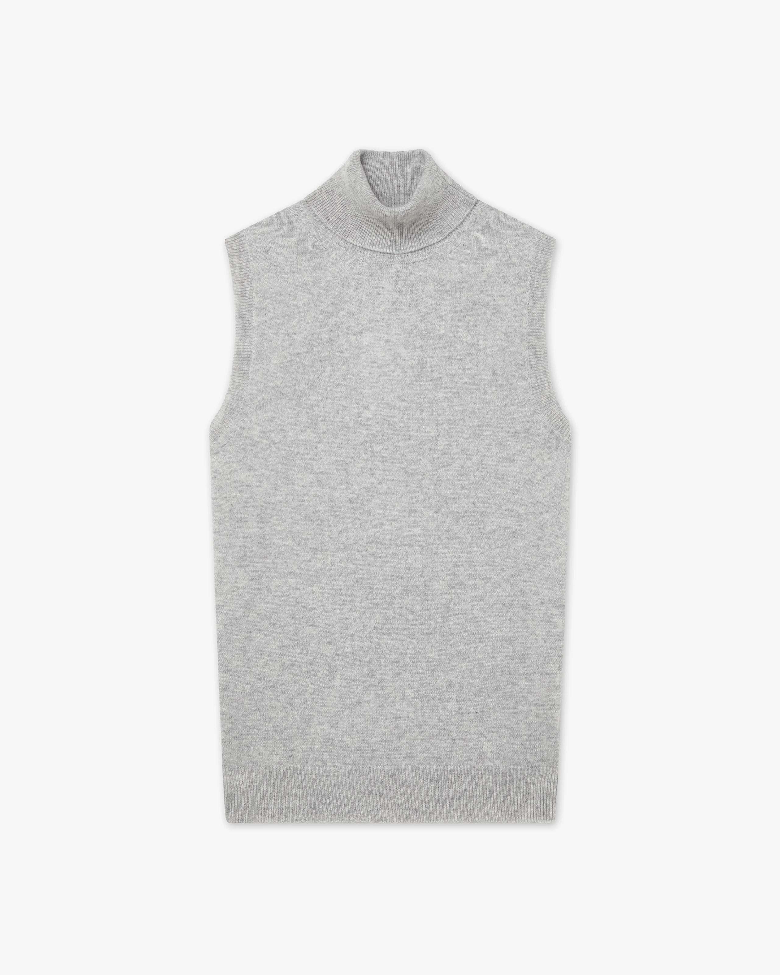 Essential Turtleneck Top - Light Grey Cashmere