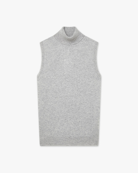Essential Turtleneck Top - Light Grey Cashmere
