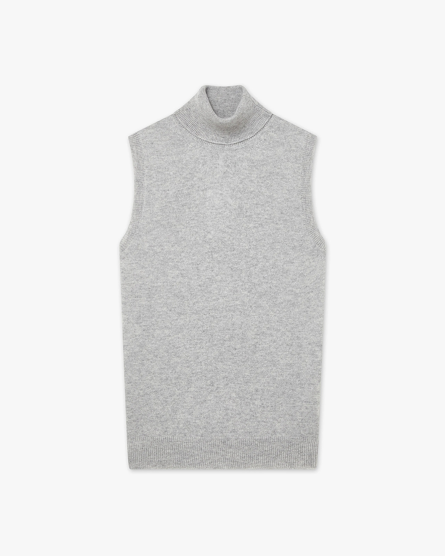 Essential Turtleneck Top - Light Grey Cashmere