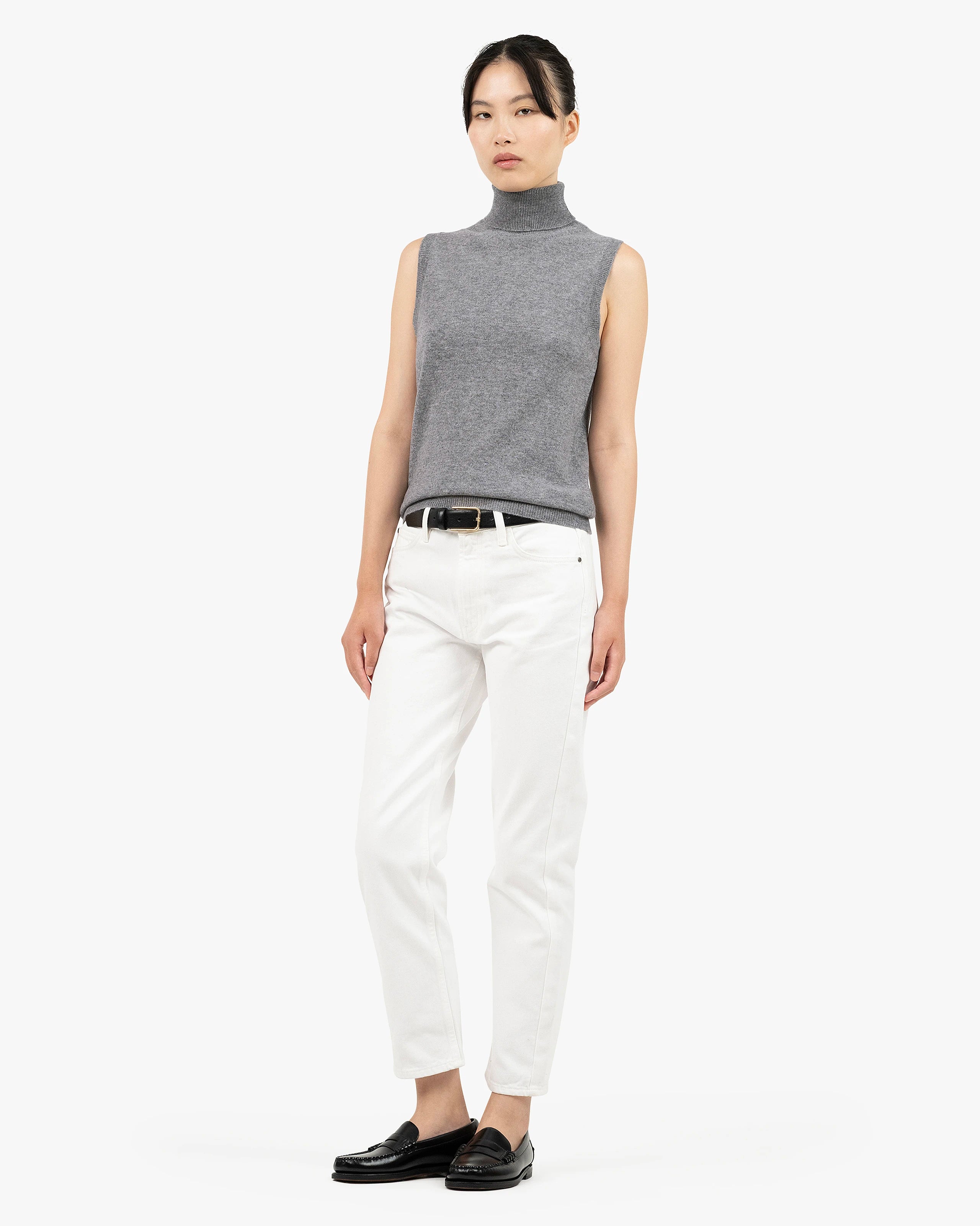 Essential Turtleneck Top - Medium Grey Cashmere