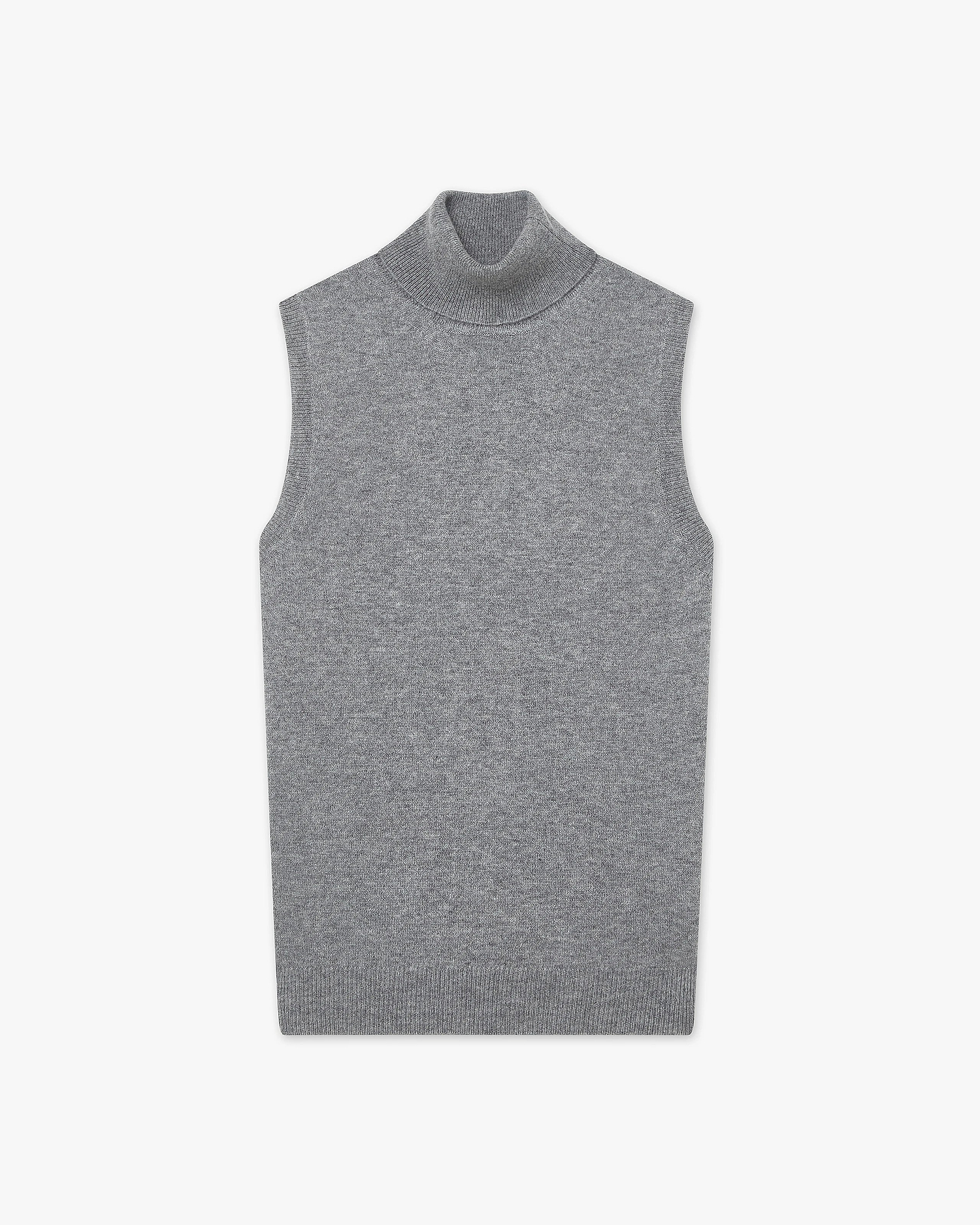 Essential Turtleneck Top - Medium Grey Cashmere