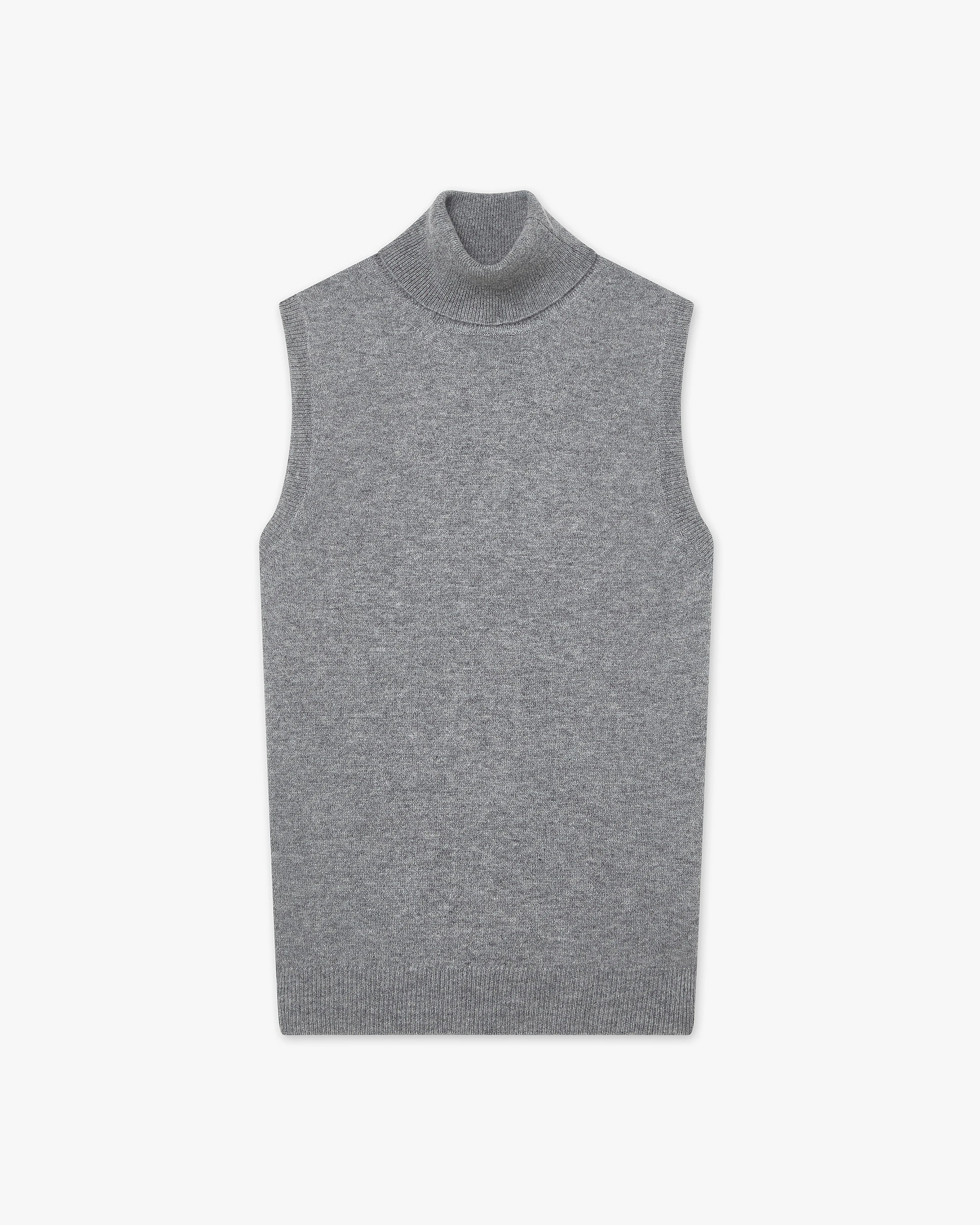 Essential Turtleneck Top - Medium Grey Cashmere