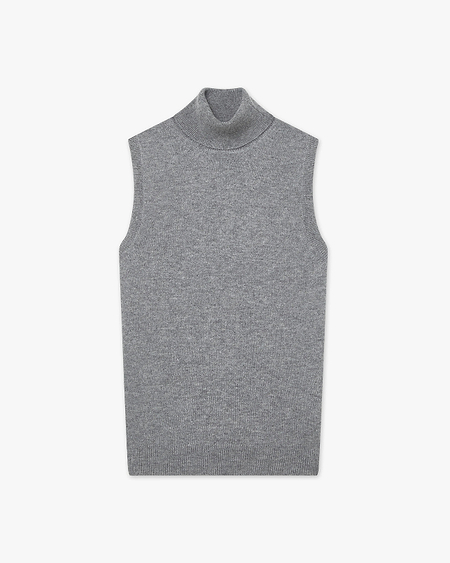 Essential Turtleneck Top - Medium Grey Cashmere