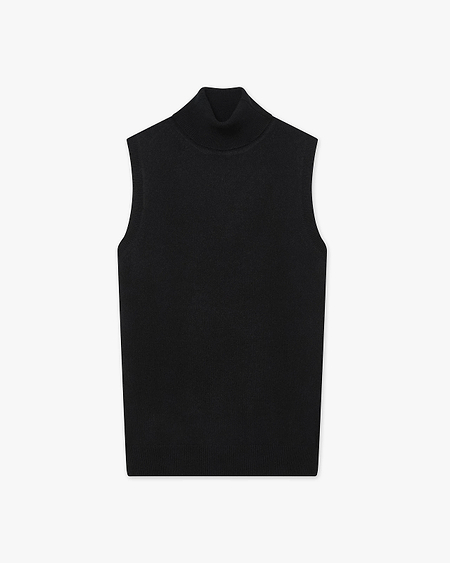 Essential Turtleneck Top - Black Cashmere
