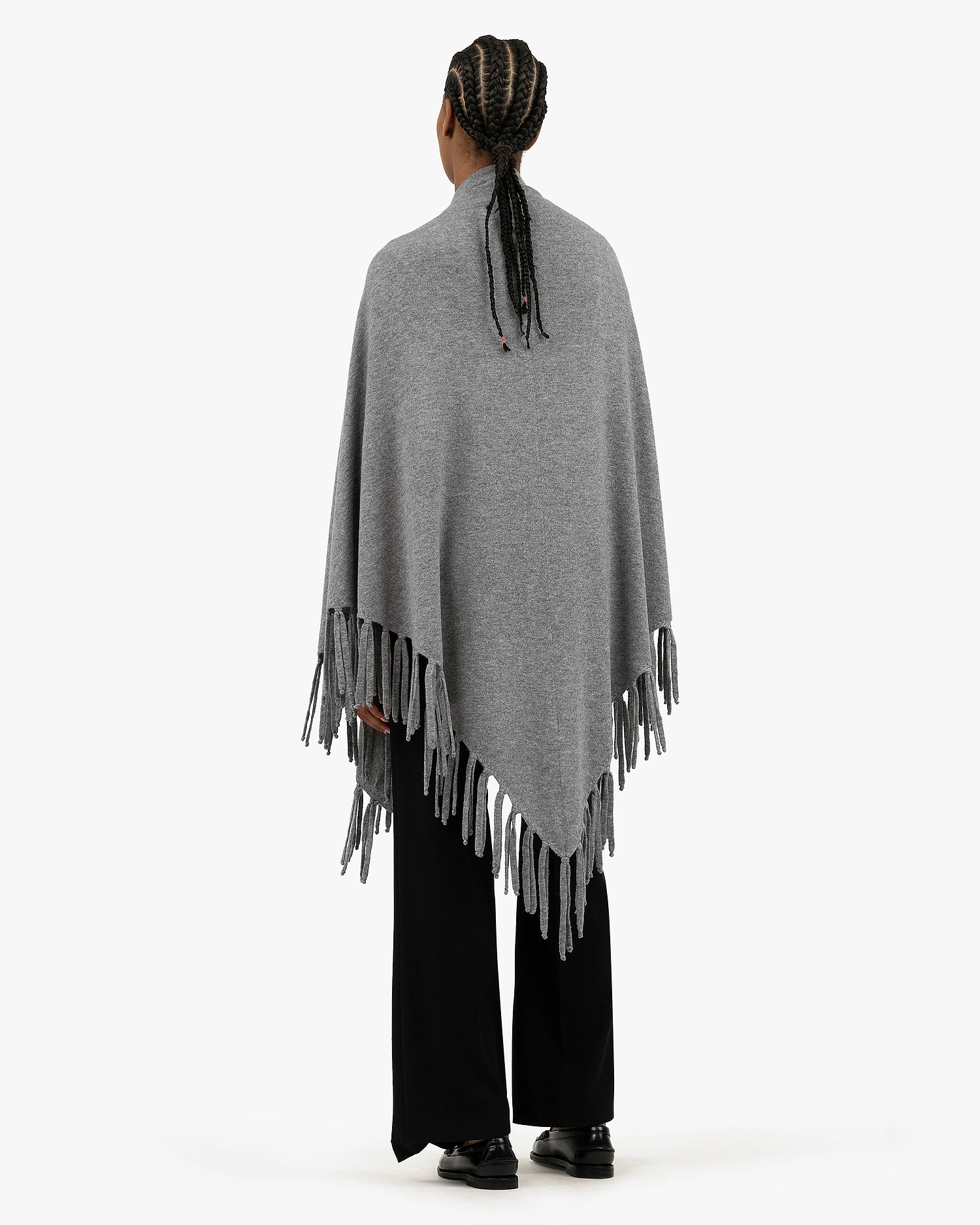 Fringed Wrap - Medium Grey Cashmere