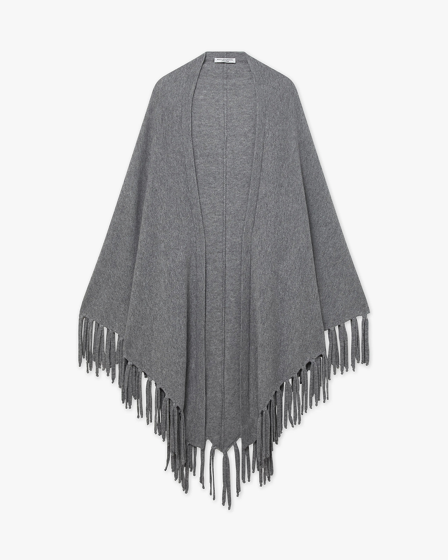 Fringed Wrap - Medium Grey Cashmere