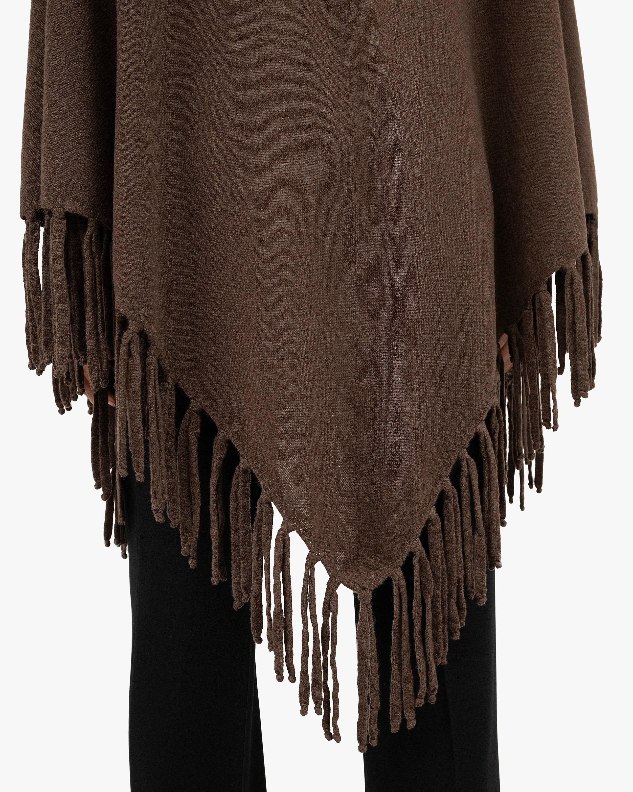 Fringed Wrap - Brown Cashmere
