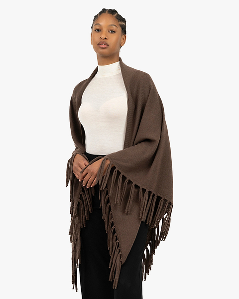 Fringed Wrap - Brown Cashmere