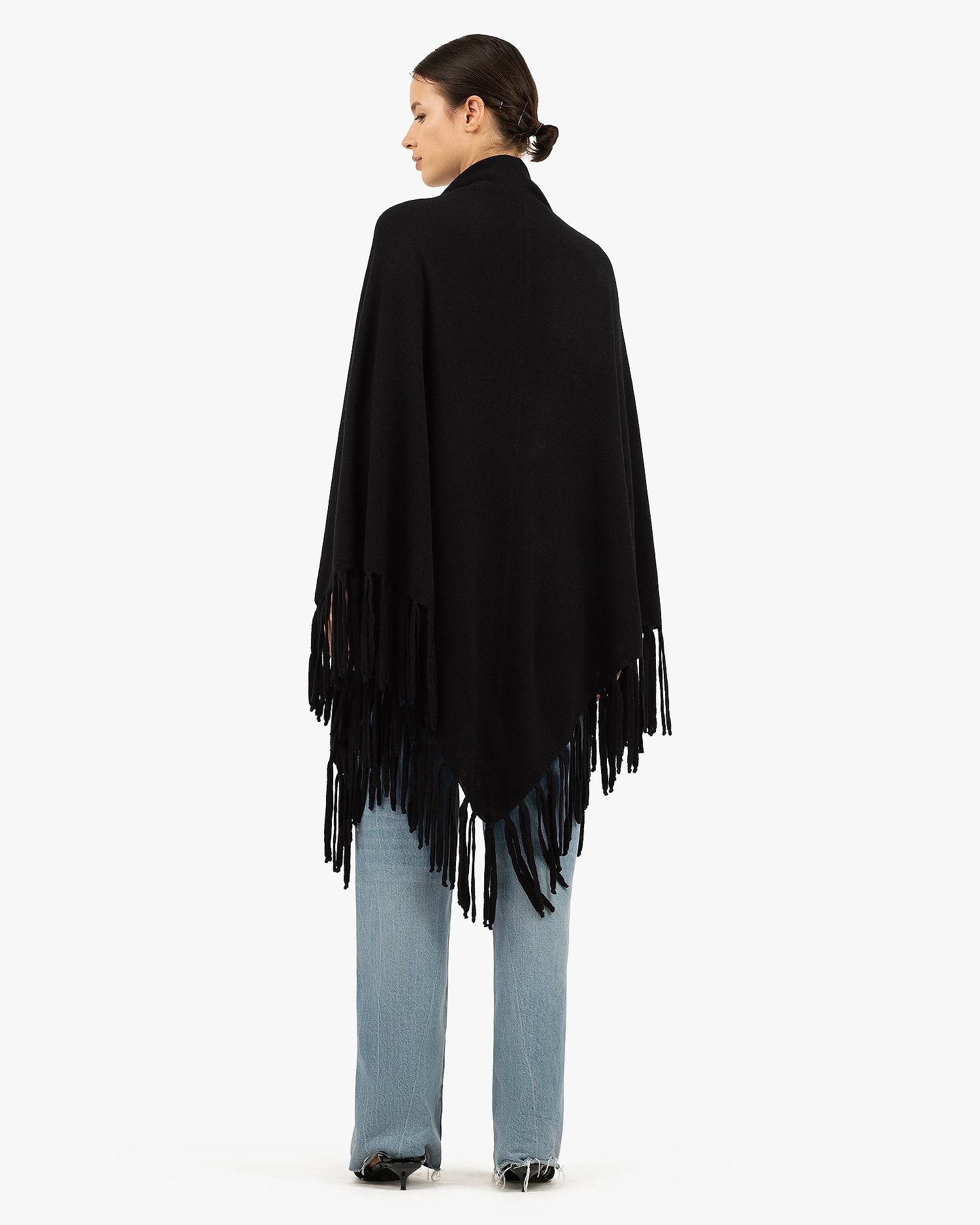 Fringed Wrap - Black Cashmere