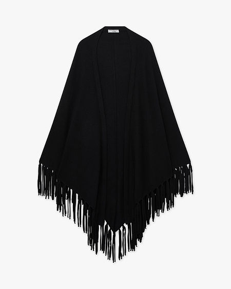 Fringed Wrap - Black Cashmere