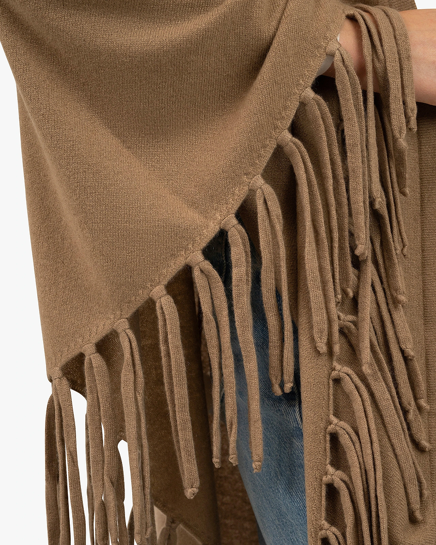 Fringed Wrap - Camel Cashmere
