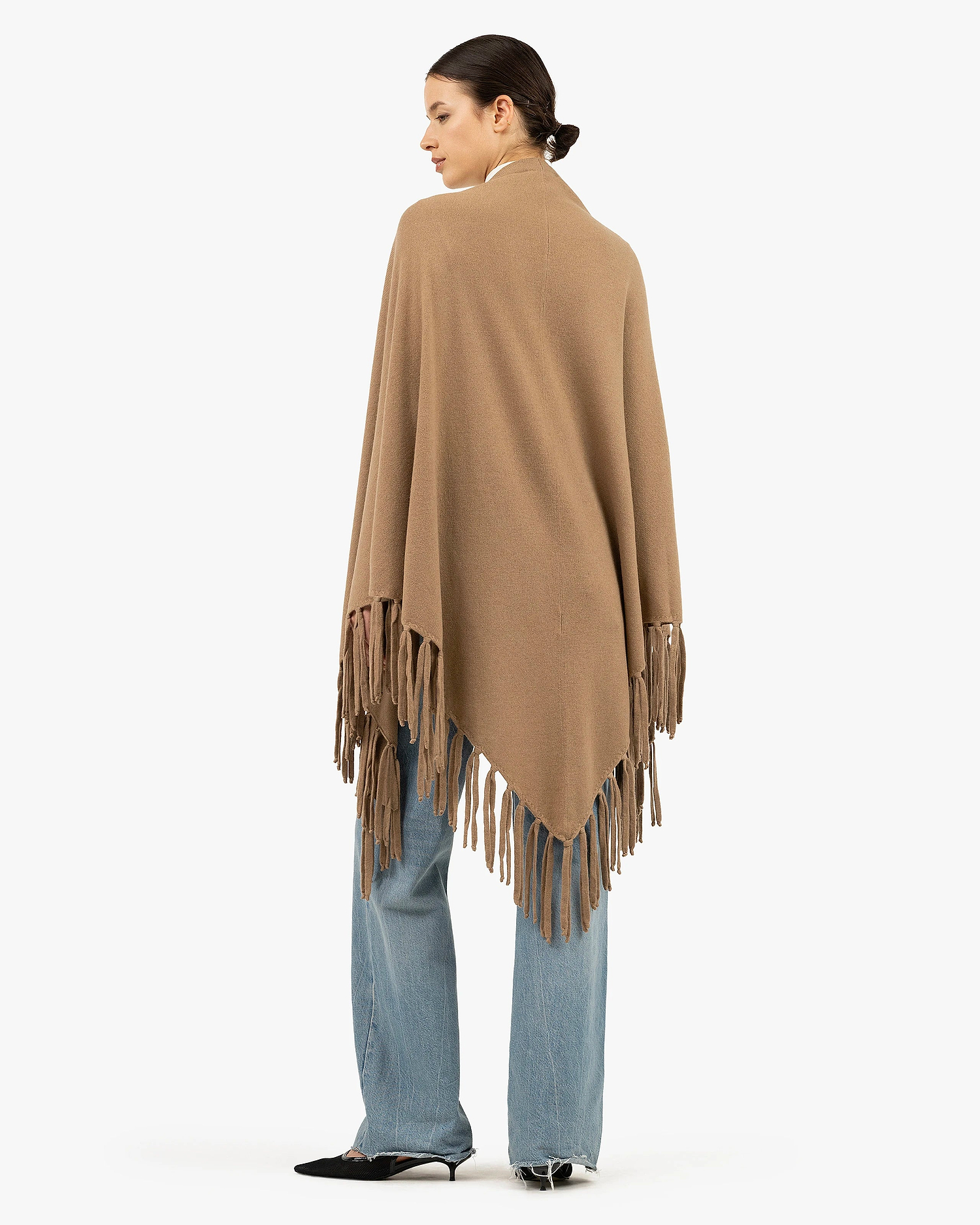 Fringed Wrap - Camel Cashmere