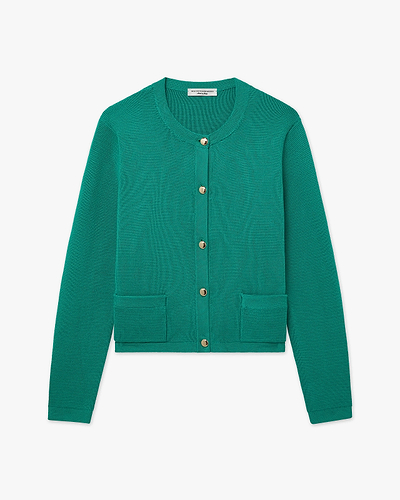 Oasi Crew Neck Cardigan - Green Cotone