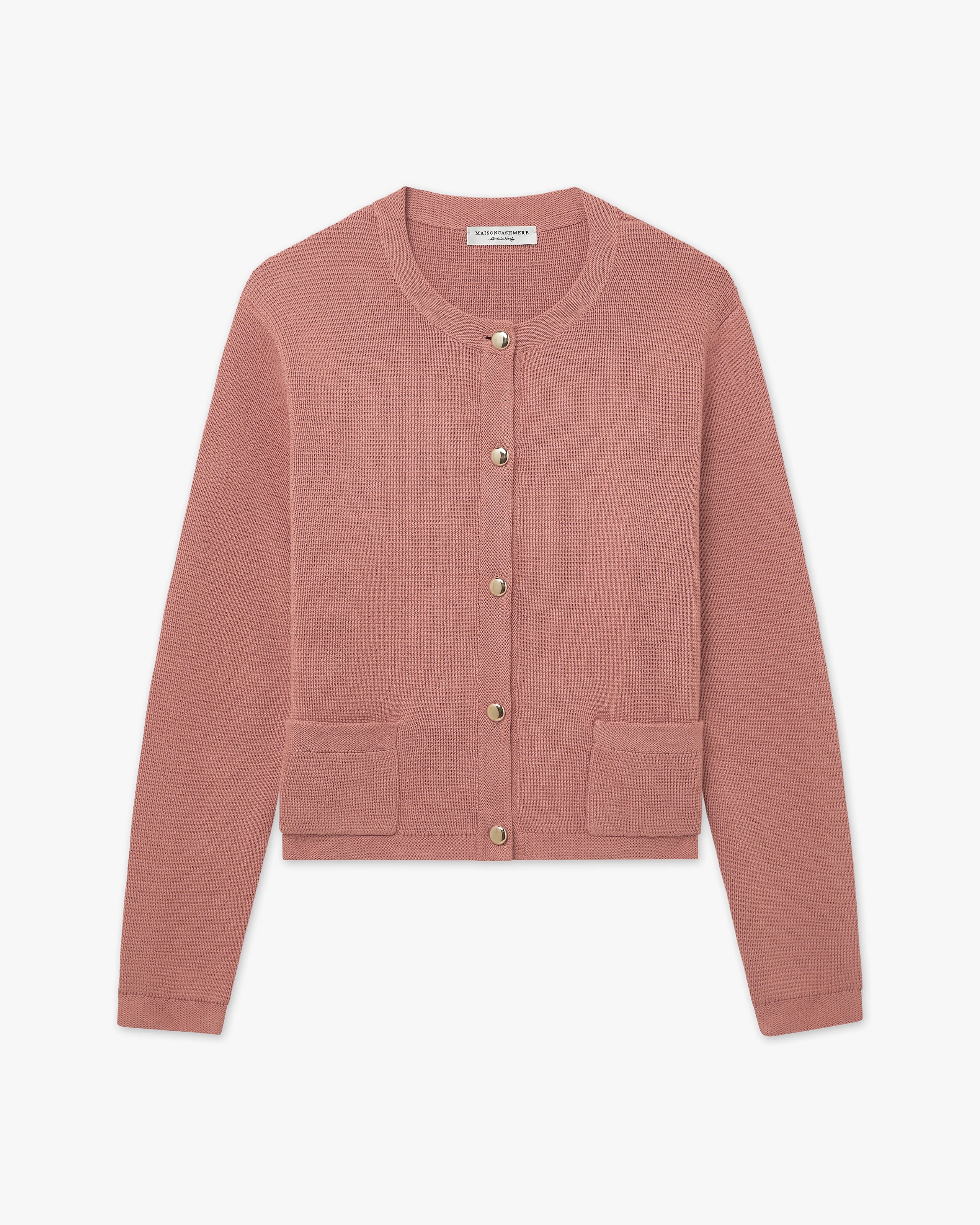 Oasi Crew Neck Cardigan - Blush Cotone