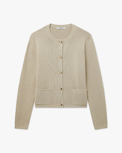 Oasi Crew Neck Cardigan - Beige Cotone