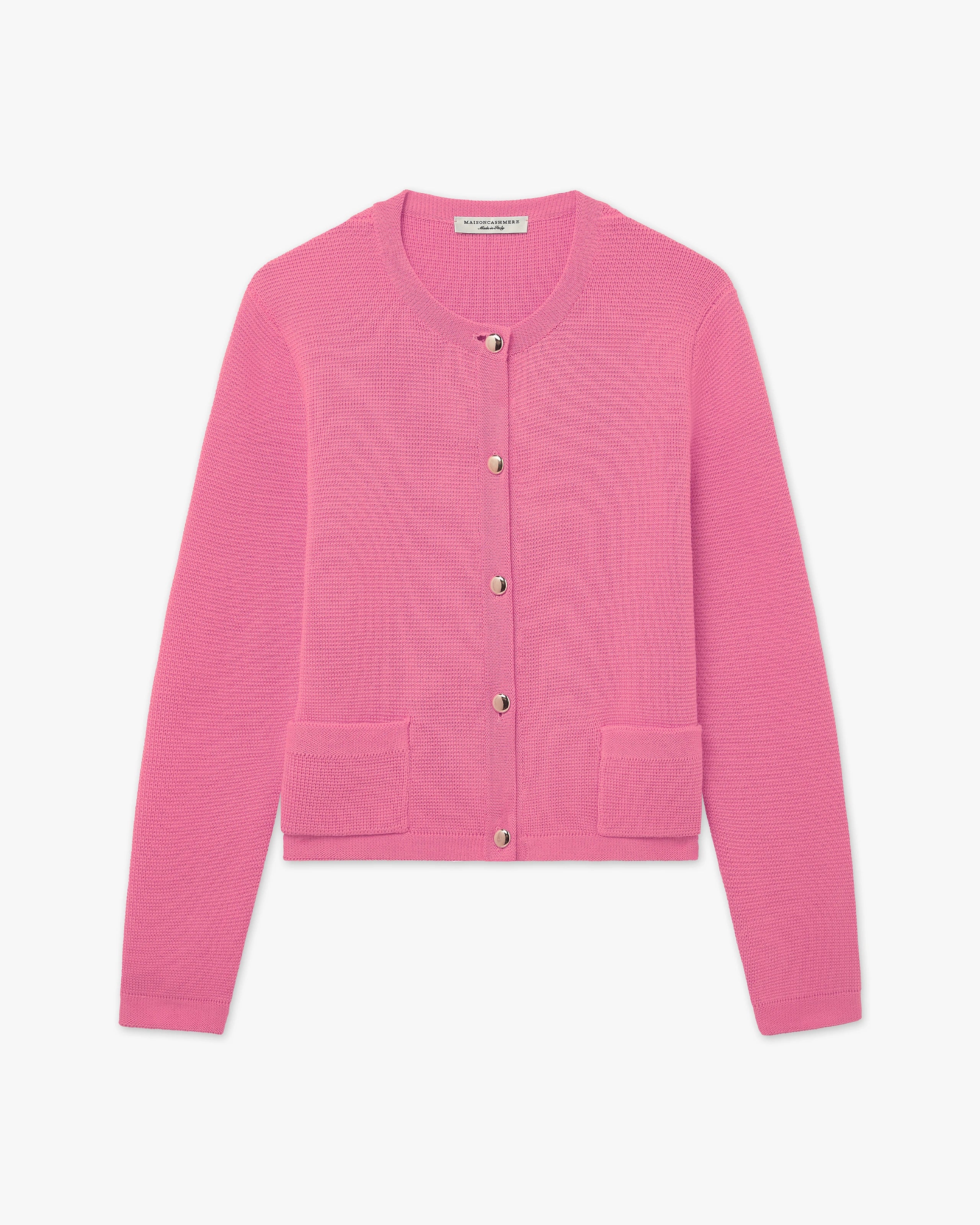 Oasi Crew Neck Cardigan - Fuchsia Cotone