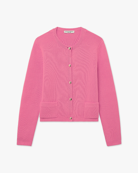 Oasi Crew Neck Cardigan - Fuchsia Cotone