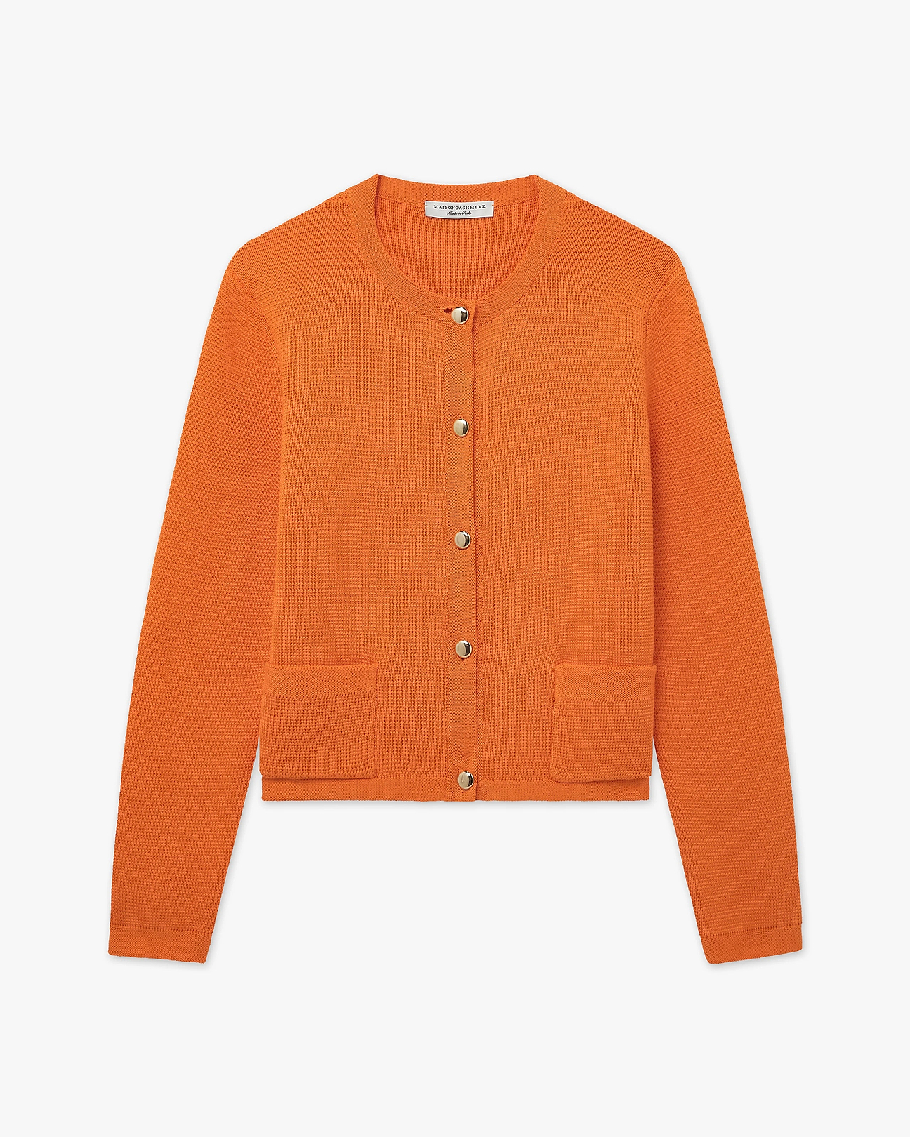 【YLEVE】COTTON CARDIGAN / ORANGE / 5 (XL) Women's Oasi Crew Neck Cotton Cardigan - Orange | MaisonCashmere