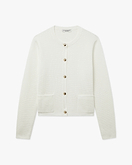 Oasi Rundhals Strickjacke - Weiß