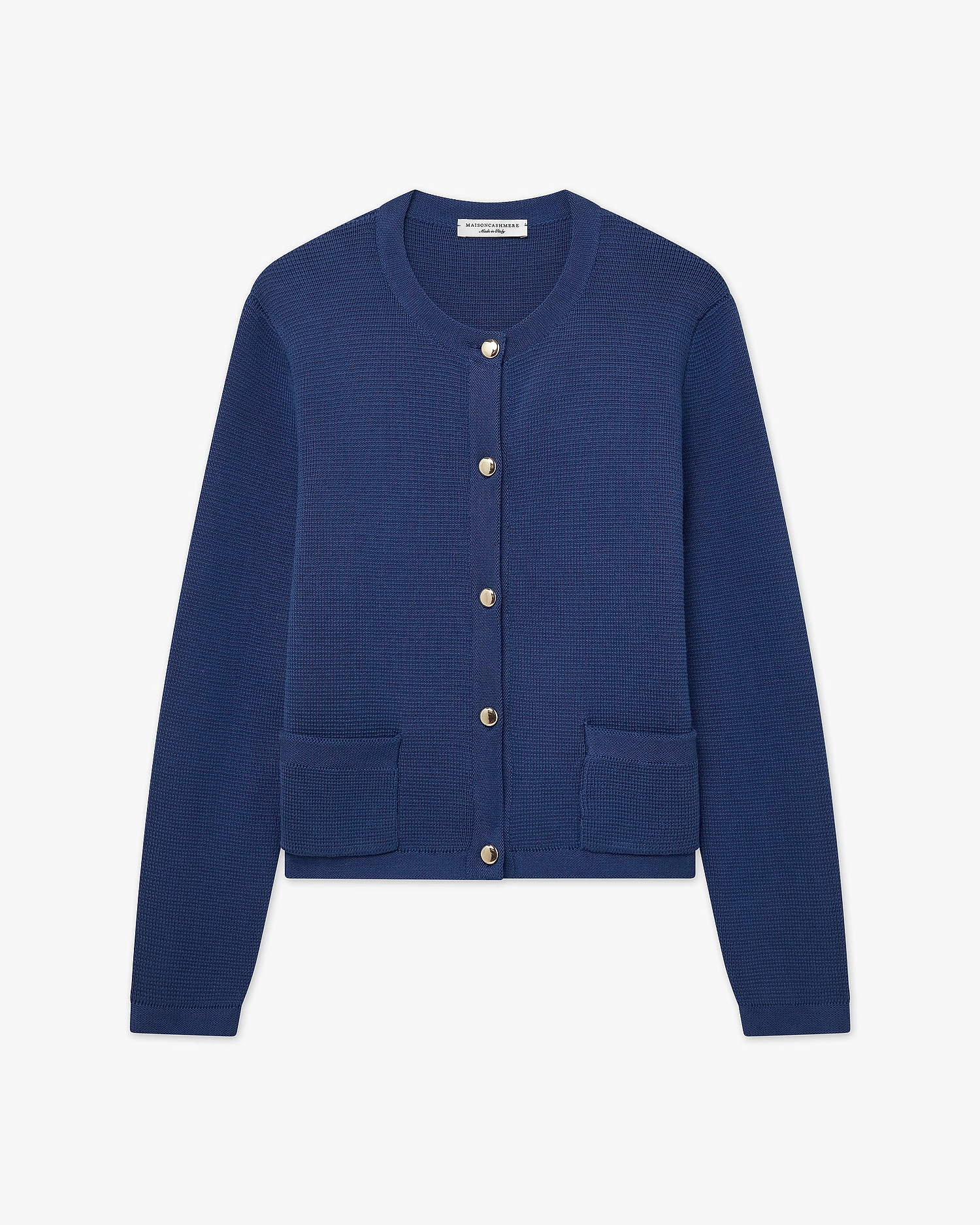 Oasi Crew Neck Cardigan - Blue Cotone
