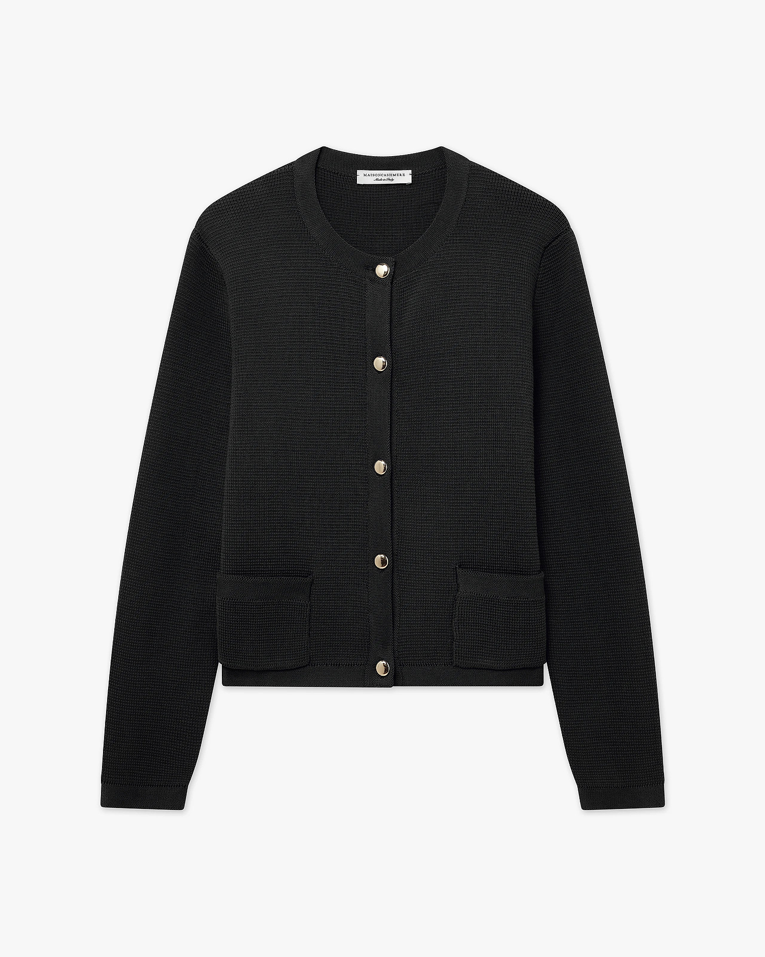 Oasi Crew Neck Cardigan - Black Cotone