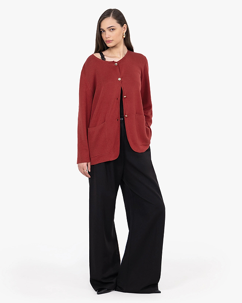 Women's Oasi Knit Jacket - Red Cotone