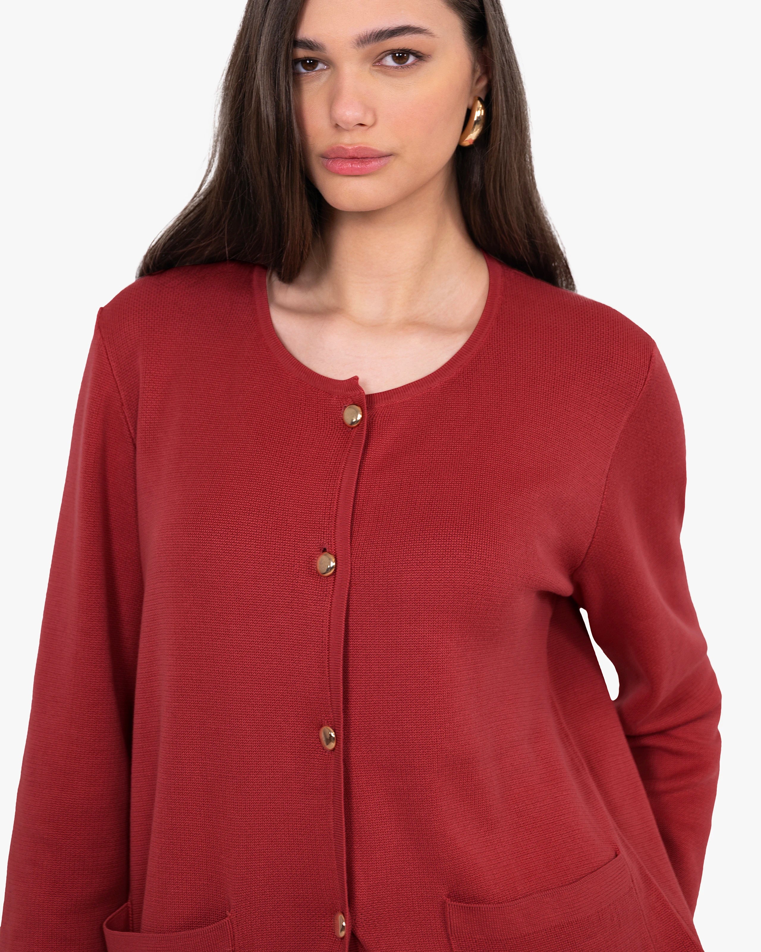 Women's Oasi Knit Jacket - Red Cotone
